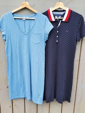 LOT OF 2 Women's Tommy Hilfiger & Gap Shirt Dresses Sz S Blue NWOT Short Sleeve